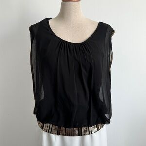 Black Sheer sleeveless top with gold beaded detailing